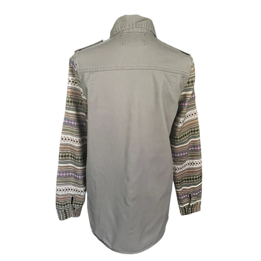 Ali & Kris Sz S Pearl Snap Embroidered Shirt Jacket Boho Army Green Chore Ranch - Picture 5 of 15